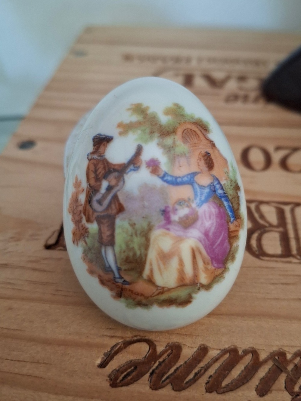 Vintage French Egg-Shaped Trinket Box